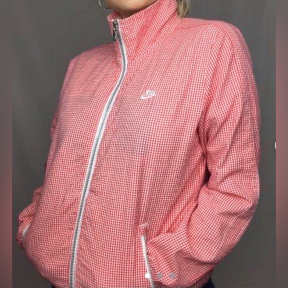 Nike Red Checkered Bomber Jacket